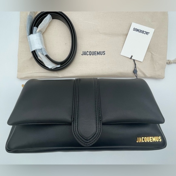 ❌❌SOLD! JACQUEMUS BLACK LEATHER LARGE LAMBSKIN BAMBIMOU SHOULDER BAG PURSE NWT! - Picture 7 of 16